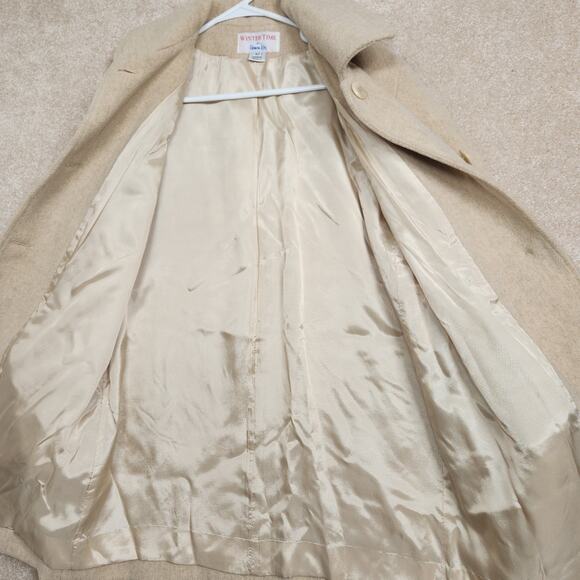 Winter Time by Hermon Kay Tan Wool Button Front Pocket Pea Coat Women's Size 10 - Picture 6 of 9